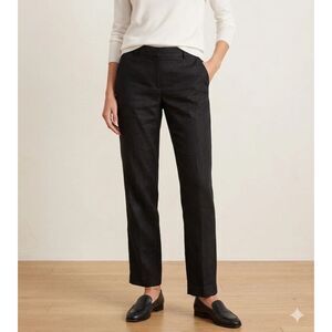 Theory Pants Womens Sz 6 Black Cargo Linen Pockets USA minimalist stretch beachy